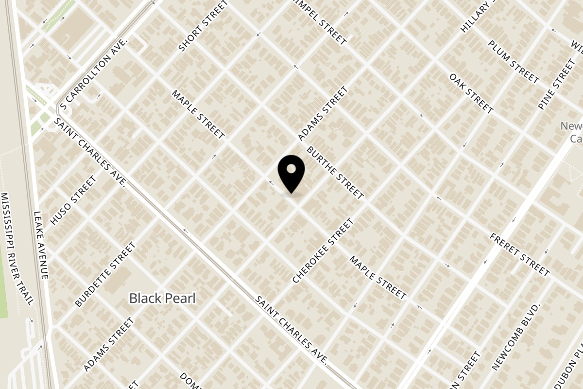 Map showing the location of Pasta On The Fly on 7607 Maple St in New Orleans